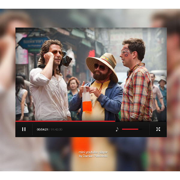 Minimal Style YouTube Video Player PSD YouTube video player youtube web video player unique ui elements ui stylish simple red quality psd player original new modern minimal mini interface hi-res HD fresh free download free elements download detailed design creative clean black   