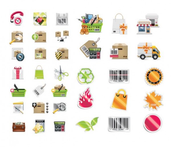 36 Shop & Ship Vector Icons Pack web vector unique ui elements transport stylish store sticker shopping icons shopping shipping icons shipping set quality packaging package pack original new interface illustrator icons high quality hi-res HD graphic fresh free download free eps elements download detailed design creative cart boxes bar code   