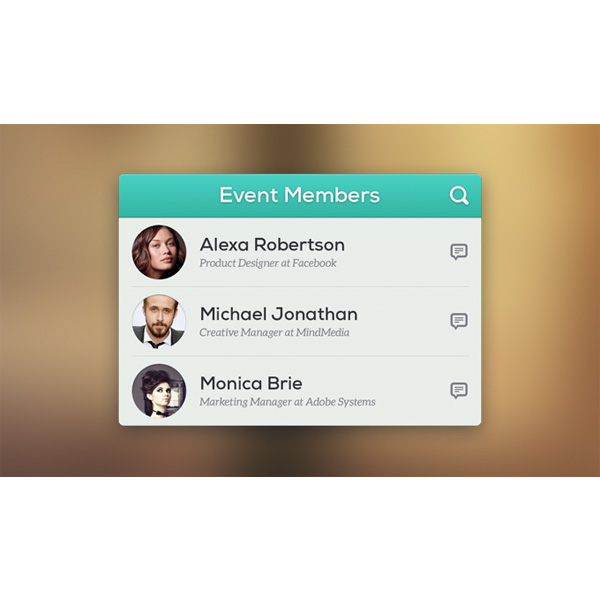 Event Members Profile List Widget PSD widget web unique ui elements ui stylish quality psd profile original new modern members profile list interface hi-res HD green fresh free download free events event members elements download detailed design creative clean circular box avatar   