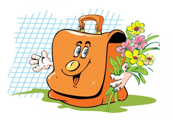 Cartoon Vector Bag with Face and Hands web vector unique ui elements stylish school bag quality original new interface illustrator icon high quality hi-res HD hands graphic fresh free download free flowers face eps elements download detailed design creative cartoon bag cartoon bouquet bag   