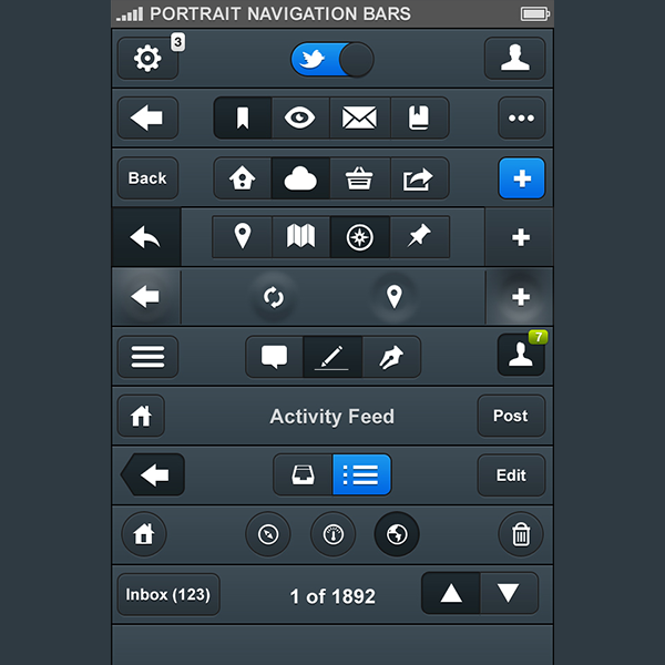 Dark Mobile UI Elements Kit ui kit ui elements ui twitter screen navigation bar navigation mobile menu iphone icons free download free dark buttons back app   