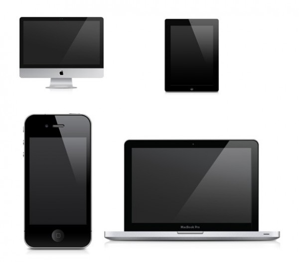 Glossy Black Apple Product Icons Set PNG/PSD web unique ui elements ui stylish quality psd products png original new modern macbook Pro iphone 4 iPad 2 interface imac icons icns hi-res HD fresh free download free elements download detailed design creative clean apple   