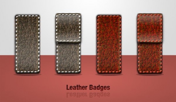 4 Stitched Leather UI Badges Set PSD web unique ui elements ui stylish stitched quality psd original new modern leather badge leather interface hi-res HD fresh free download free elements download detailed design creative clean badge   