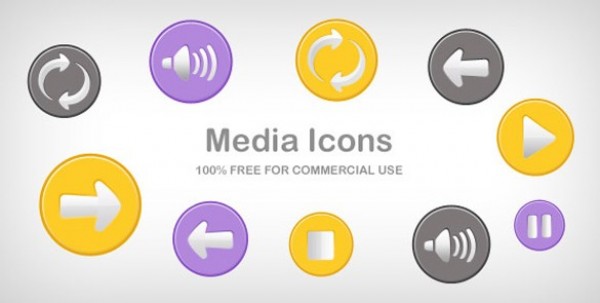 10 Cool Media Button Icons Set PNG/PSD web unique ui elements ui stylish stop speaker set reload quality purple psd png player icons player Play pause original next new modern media icons media buttons media interface hi-res HD fresh free download free elements download detailed design creative clean back   