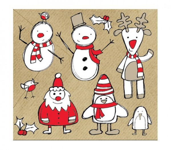 Christmas Theme Sketchy Vector Graphics Pack web vector unique ui elements stylish snowman sketched santa reindeer quality original new interface illustrator high quality hi-res HD hand drawn graphic fresh free download free elements download detailed design creative   