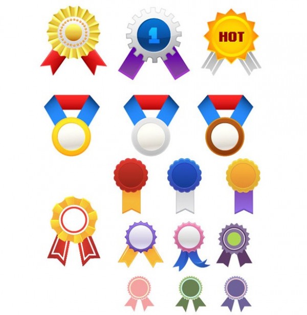 Simple Colorful Vector Badges & Medals Set web vector unique ui elements stylish ribbons quality prize ribbon prize original new medal illustrator high quality hi-res HD graphic fresh free download free download design creative colorful badge   