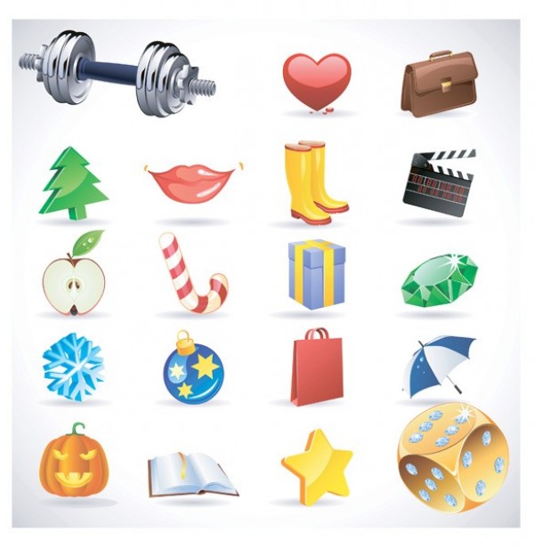 Collection of 33 Useful Everyday Vector Icons web vector unique umbrella ui elements stylish skull and crossbones quality original new interface illustrator icons icon set house high quality hi-res HD graphic fresh free download free four leaf clover elements download dice detailed design creative clock clapper briefcase barbells   