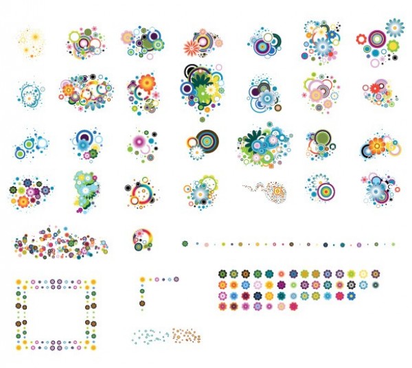 Colorful Fun Flower Design Vector Elements Set web vector unique ui elements stylish quality original new interface illustrator high quality hi-res HD graphic fresh free download free flowers floral elements download detailed design elements design creative colorful circles abstract   