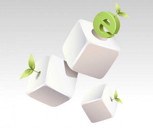 White Vector Cubes with Green Ideas web vector unique ui elements stylish quality original new leaves internet interface illustrator icon high quality hi-res HD graphic fresh free download free explorer icon elements download detailed design cubes cube creative box ai   