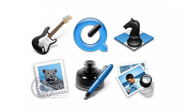 6 Black & Blue Web App Icons PNG web app icons web unique stylish simple quick time player quality preview pages original new modern mail mac os x icons icons hi-res HD garageband fresh free download free elements download design creative clean chess blue black   
