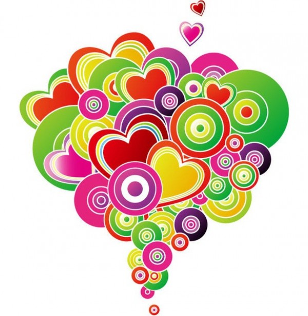 Colorful Heart Bouquet Vector Artwork yellow web vector valentines unique stylish red quality pink original illustrator high quality hearts heart graphic green graphic fresh free download free download design creative collage circles bouquet artwork art   