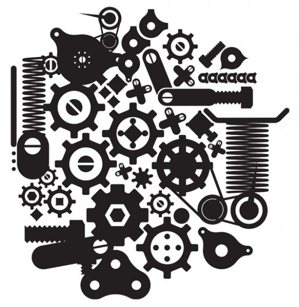 Cogs Cranks & Springs Vector Graphics web vector unique ui elements tools stylish springs silhouette set quality original new interface illustrator high quality hi-res HD graphic gears fresh free download free eps elements download detailed design creative cranks cogs ai   