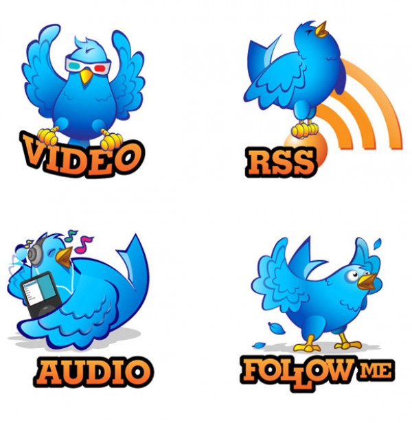 4 Hand Drawn Twitter BIrd Vector Icons web video vectors vector graphic vector unique ultimate ui elements twitter icons twitter stylish social icons social simple rss quality psd png photoshop pack original new modern jpg interface illustrator illustration icons ico icns high quality high detail hi-res HD hand drawn GIF fresh free vectors free download free follow me elements download detailed design creative clean blue birds audio ai   