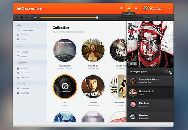 Redesigned Grooveshark Music Interface PSD web unique ui elements ui stylish remake redesigned quality psd player original new music browser music modern interface hi-res HD grooveshark fresh free download free elements download detailed design creative clean albums   