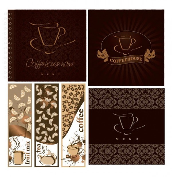 Coffee Shop Vector Menu Cover & Banners web vector unique ui elements stylish quality original new menu juice banner illustrator high quality hi-res HD graphic fresh free download free download design creative coffee shop coffee banner coffee cafe banners background   