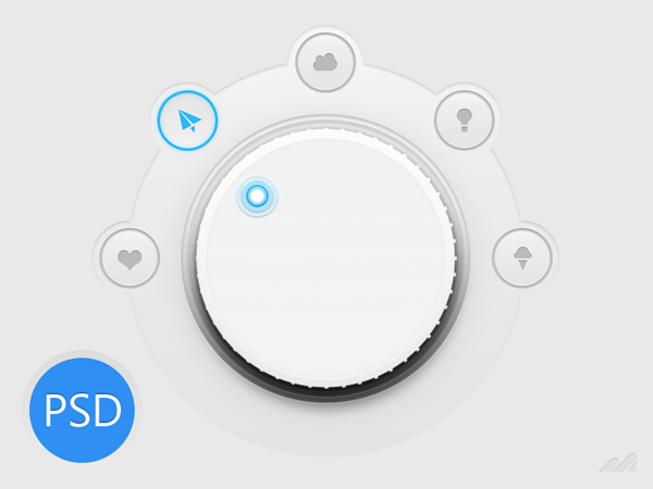 White Navigation Knob with Icons Menu PSD white web unique ui elements ui stylish quality psd original new navigation knob navigation modern menu knob interface icons hi-res HD fresh free download free elements download detailed design creative clean circular blue   