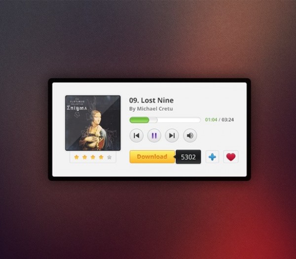 Trendy Music Player Interface PSD 7904 web unique ui elements ui trendy stylish quality psd player original new music player mp3 player modern light interface hi-res HD fresh free download free elements download detailed design creative clean audio player album cover   