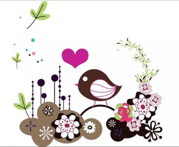 Simplistic Love Bird Abstract Vector Background web vector unique ui elements stylish quality original new interface illustrator high quality hi-res heart HD graphic fresh free download free flower floral elements download detailed design creative card bird background abstract   