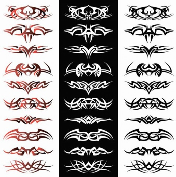 10 Tribal Design Vector Elements Set white web vector unique ui elements tribal elements tribal tattoos stylish set red quality original new interface illustrator high quality hi-res HD graphic fresh free download free eps elements download detailed design creative black   