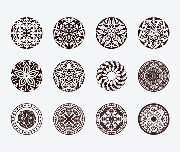 12 Intricate Floral Circle Ornaments Vector Set vector ornaments free download free floral elegant decorations circle   