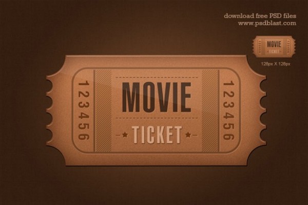 Realistic Hollywood Movie Ticket Icon PSD web unique ui elements ui ticket icon textured stylish realistic quality psd original new movie ticket modern interface icon hollywood movie ticket hi-res HD fresh free download free elements download detailed design creative clean   