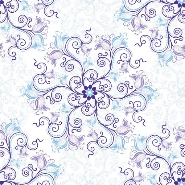Delicate Purple Blue Floral Seamless Vector Pattern web vector unique ui elements stylish seamless quality purple pattern original new lilac interface illustrator high quality hi-res HD graphic fresh free download free flowers floral eps elements download detailed design creative blue flowers blue background ai   
