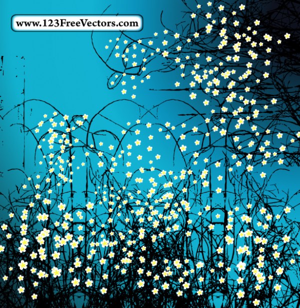 Night Flowers Abstract Vector Background willows web vectors vector graphic vector unique ultimate tree tiny flowers silhouette quality photoshop pack original night new modern illustrator illustration high quality fresh free vectors free download free flowers floral download design creative background ai   