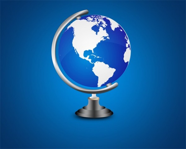 Blue World Map Globe on Metal Stand PSD world map world globe world white web unique ui elements ui stylish spinning school quality psd original new modern metal map interface icon hi-res HD globe icon globe fresh free download free elements download detailed design creative continents clean blue   