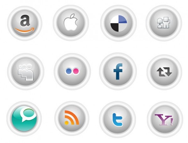 12 Button Style Social Media Icons Set PNG web unique ui elements ui stylish social media icons social simple set round quality png original orb new networking modern interface icons hi-res HD fresh free download free elements download detailed design creative clean button style bookmarking   