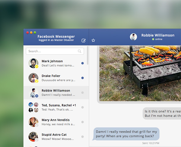 Facebook Messenger UI .Sketch Interface ui elements ui social sketch side menu free download free facebook messenger facebook   
