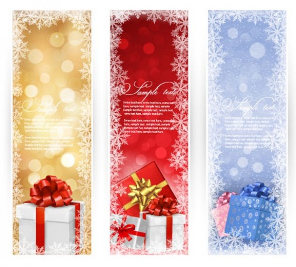 3 Snowflake Christmas Vertical Banners Set winter web vertical banner vertical vector unique ui elements stylish snowflakes set quality original new interface illustrator high quality hi-res header HD graphic gift boxes fresh free download free elements download detailed design creative christmas banners christmas bokeh banners ai   