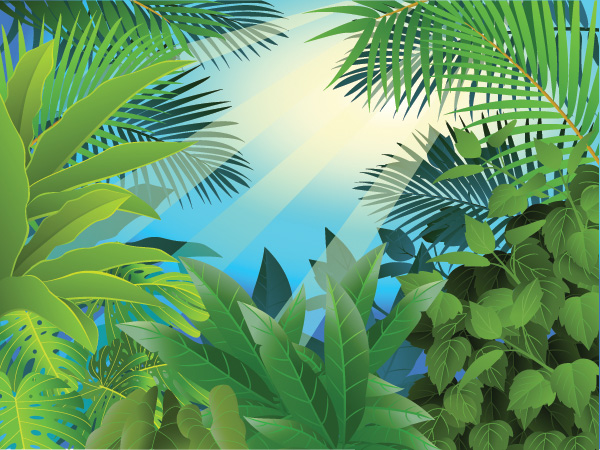 Green Jungle Tropical Background vector tropical background tropical plants palm trees leaves jungle background jungle green free download free background   