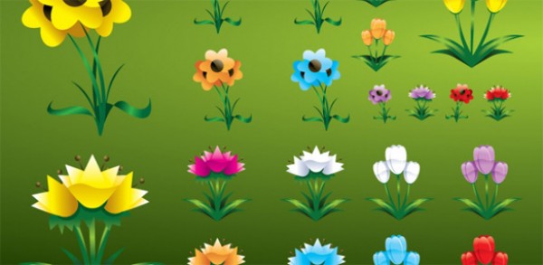 Colorful Fresh Flower Icons vectors vector graphic vector unique quality photoshop pack original modern illustrator illustration high quality fresh free vectors free download free flower floral download creative colorful ai   