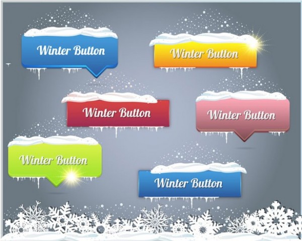 6 Snow Covered UI Buttons Vector Set winter buttons winter web vector unique ui elements stylish snowy buttons snowy snow set red quality original new interface illustrator icicles high quality hi-res HD graphic fresh free download free eps elements download detailed design creative colorful christmas buttons blue banners   