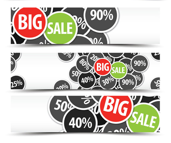 3 Circles Big Sale Promotional Banners vector sales sale banner promotional promo percent off headers free download free circles banners   