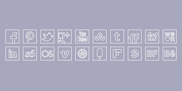 White Line Colour Icons Set white icons web icons social icons line icons   