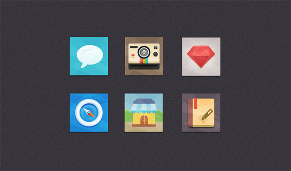 6 Flat Square Web Icons Set store square set safari polaroid notebook icons icon free flat colorful chat camera bubble   