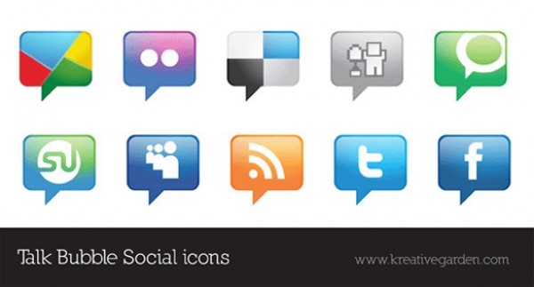 10 Attractive Talk Bubble Social Media Icons Set web vector unique ui elements stylish social media icons social quality original new networking interface illustrator icons high quality hi-res HD graphic fresh free download free elements download detailed design creative bookmarking   