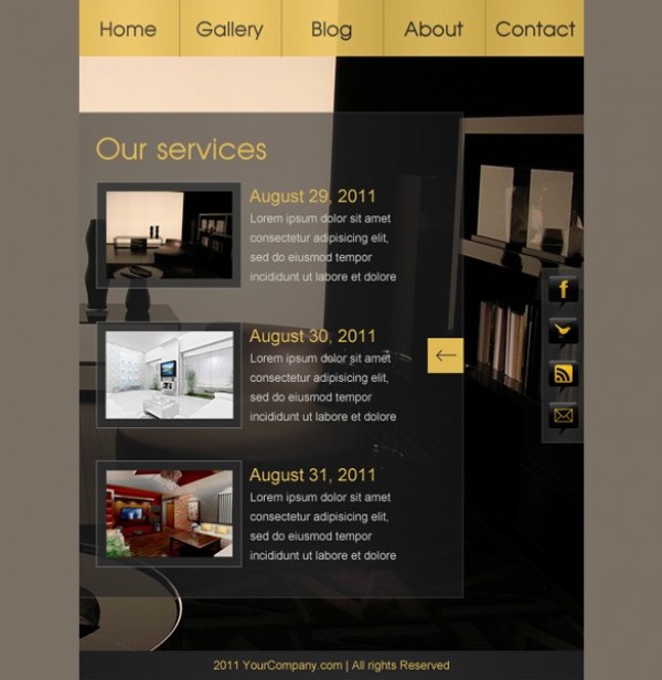 Interior Design Facebook Page Template PSD yellow web unique ui elements ui template stylish quality psd original new modern interior design interface hi-res HD fresh free download free facebook page facebook elements download detailed design creative clean   
