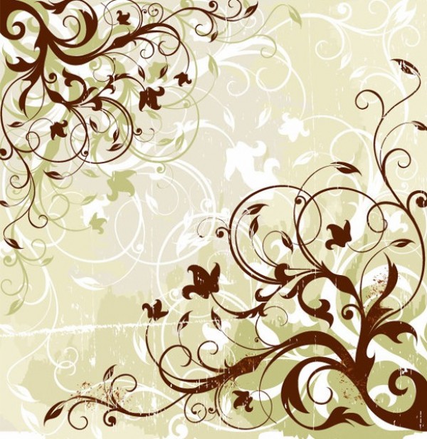 Lovely Grunge Floral Abstract Vector Background web vector unique ui elements tree stylish scratched quality original new interface illustrator high quality hi-res HD grunge green graphic fresh free download free floral eps elements download detailed design creative brown background   