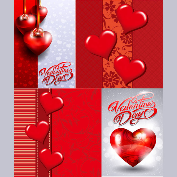 4 Valentine's Day Heart Card Backgrounds vector valentines valentine's day striped love hearts heart free download free floral card bokeh background   