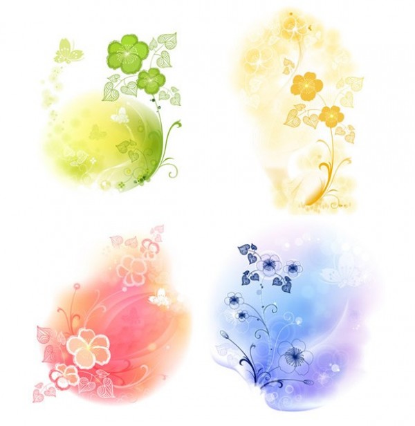 4 Soft Color Floral Vector Backgrounds web vector unique stylish soft romantic quality original illustrator high quality graphic fresh free download free flowers floral download design creative colors background   