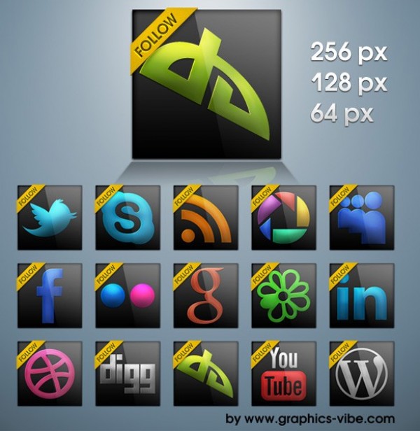 21 Cool Colors Social Media Icons Set PNG web unique ui elements ui stylish square social icons set quality png pack original new modern interface icons hi-res HD glossy fresh free download free follow me elements download detailed design creative cool colors clean black   