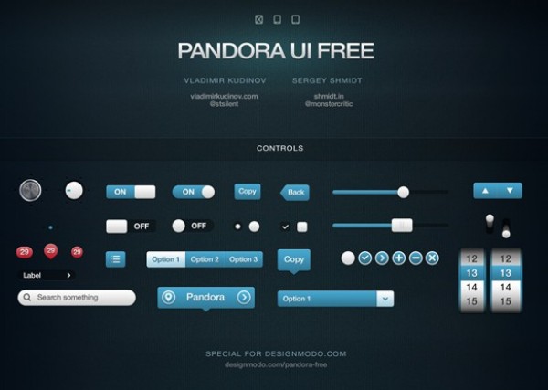 Pandora Web UI Elements Kit PSD web unique ui set ui kit ui elements ui tooltip toggles tags stylish sliders set search field scroller quality psd pins original new modern knobs kit iphone ipad interface hi-res HD fresh free download free elements download detailed design creative clean check box buttons blue apps apple   