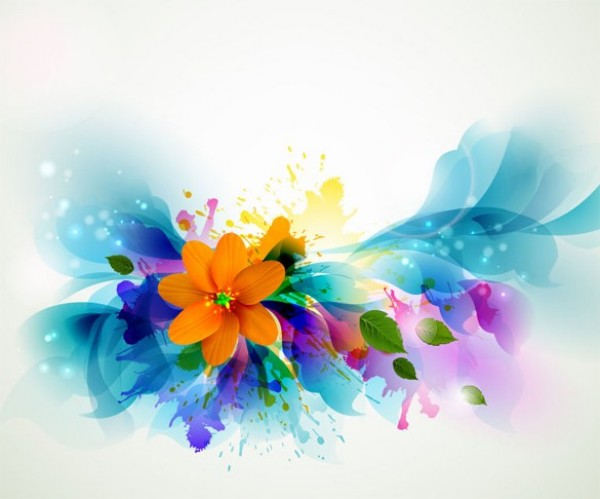 Colorful Nature Floral Abstract Vector Background web watercolor vector unique ui elements stylish splash quality original new nature leaves interface illustrator high quality hi-res HD graphic fresh free download free flower floral eps elements download detailed design creative blue background art abstract   