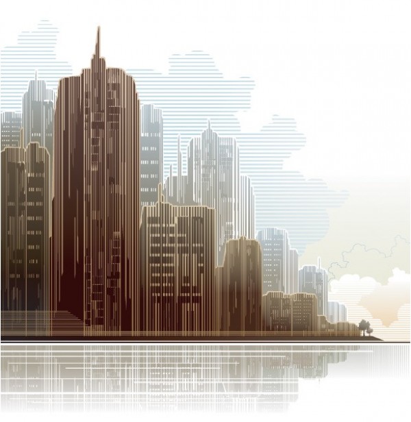 Modern Cityscape Abstract Vector Illustration web vector unique stylish skyscrapers reflection quality original modern illustrator high quality graphic futuristic fresh free download free eps download design creative cityscape city skyscrapers city background abstract   