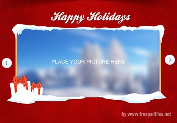 Snowy Christmas Image Slider PSD Template web unique ui elements ui stylish snow slider quality psd original new modern interface image slider holiday hi-res header HD gift boxes fresh free download free elements download detailed design creative clean christmas slider christmas image slider christmas   