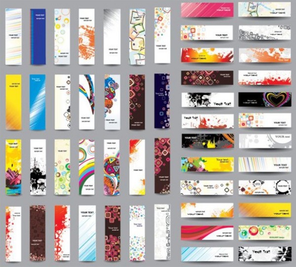 50 Amazing Abstract Vector Banners Pack web vector unique ui elements stylish set quality pack original new interface illustrator high quality hi-res headers HD graphic fresh free download free elements download detailed design creative banners abstract   