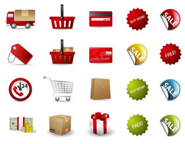 20 Bright Shopping Related Vector Icons Set1 web vector unique ui elements transport truck tag stylish shopping basket shopping bag shopping shop shipping box sales stickers red quality original online store new money interface illustrator icons high quality hi-res HD graphic gift box fresh free download free elements download detailed design credit card creative   