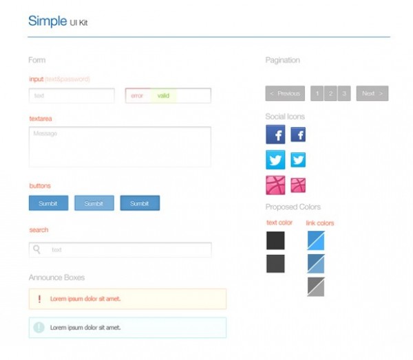 Clean Simple Web UI Elements Kit PSD 7982 web unique ui set ui kit ui elements ui textarea text area stylish social icons social simple set quality psd pagination page navigation original new narrow buttons modern light kit interface input field icons hi-res HD fresh free download free elements download button download detailed design creative clean buttons   